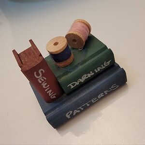Vintage Dollhouse Wooden Sewing Themed Bookset
